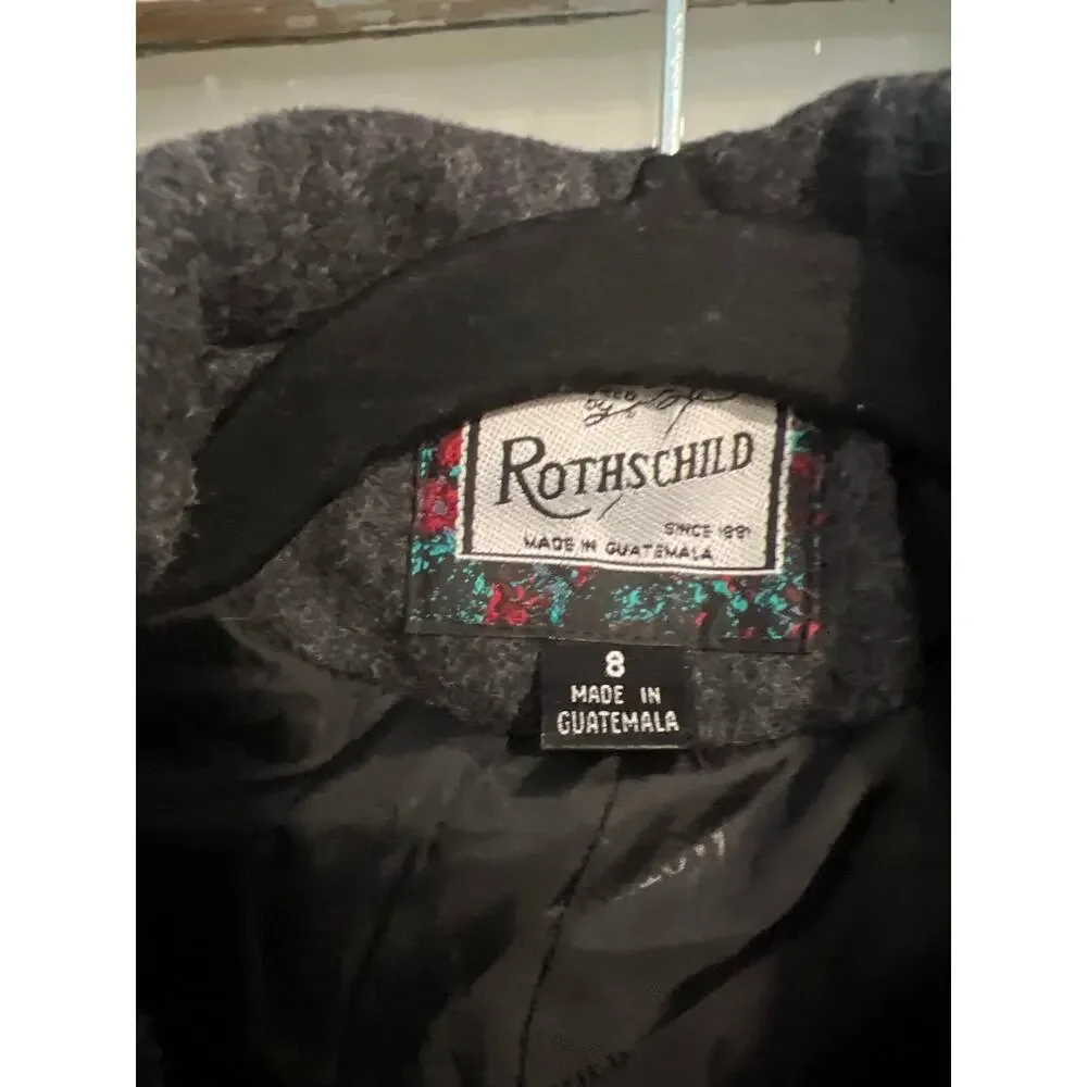 Rothschild girls size 8 gray & black long wool coat